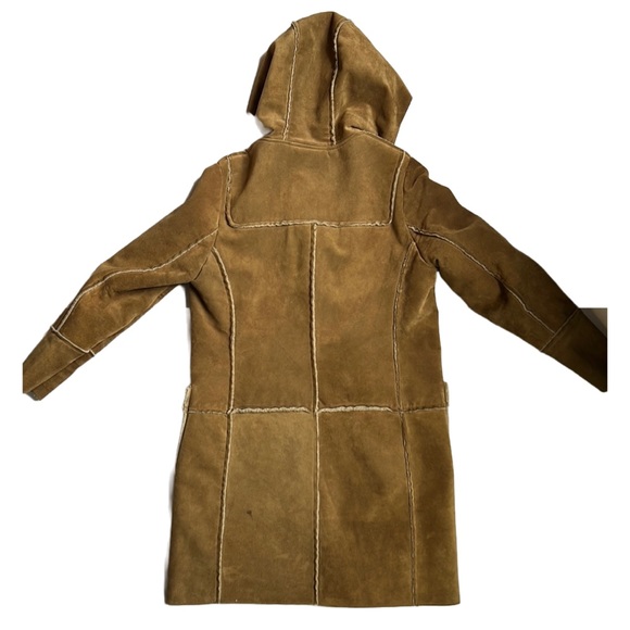 Y2K - Gap - Suede & Shearling Winter Hooded Coat- Women’s M - Picture 2 of 6